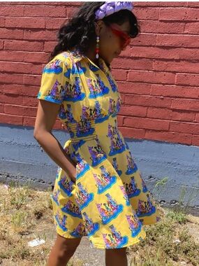 NWOT Nooworks Leah Dress in Dog Party Print (Size Large)